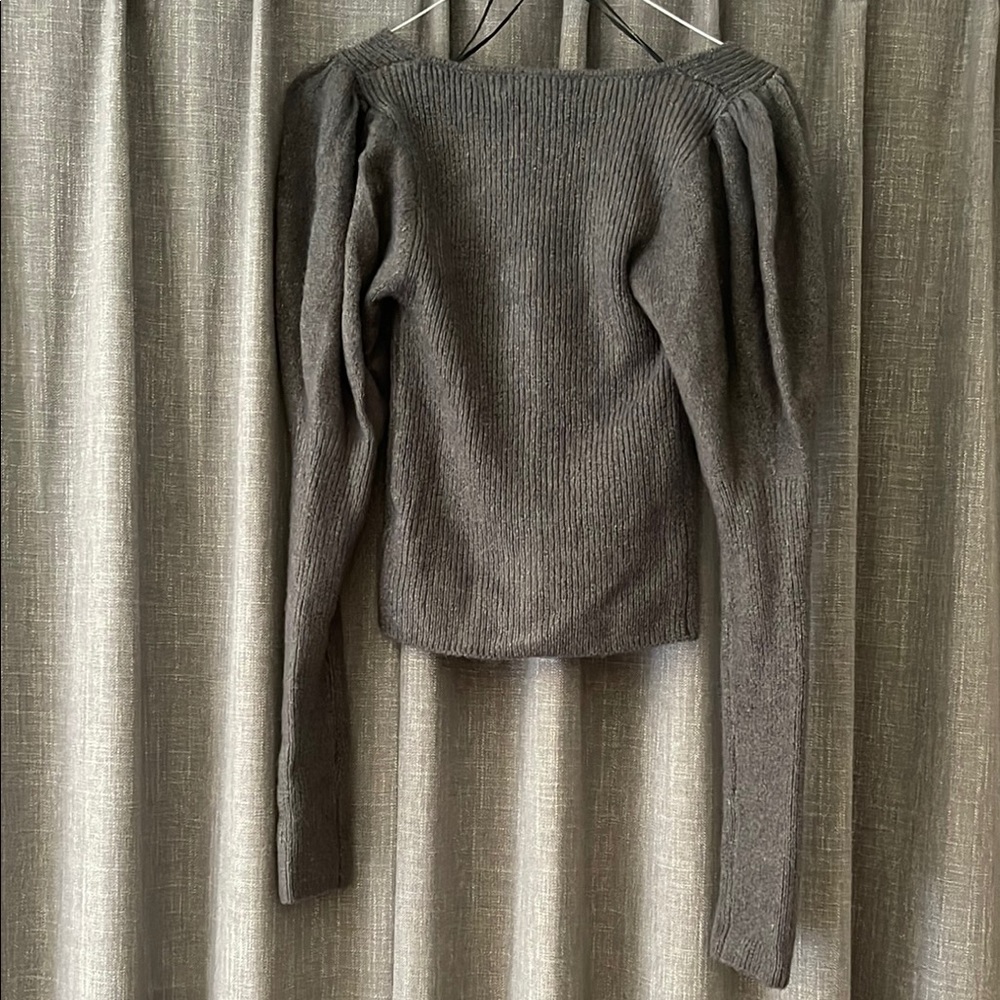 Gray Button-Up Ribbed Top - Picture 3 of 3